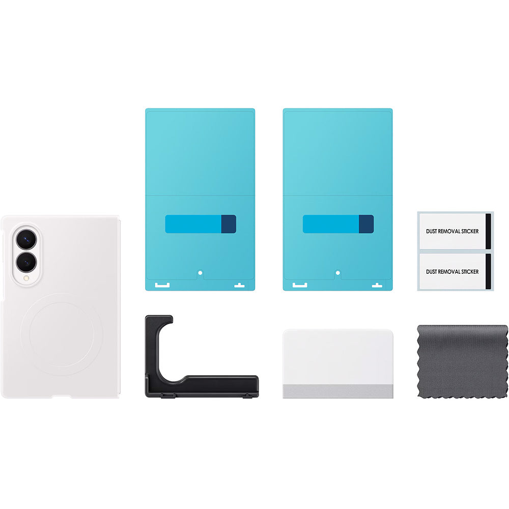 Handyhülle und 2x Anti-Reflexionsfolie für Galaxy Z Fold8, Samsung Silicone Magnet Case mit MagSafe, Weiß
