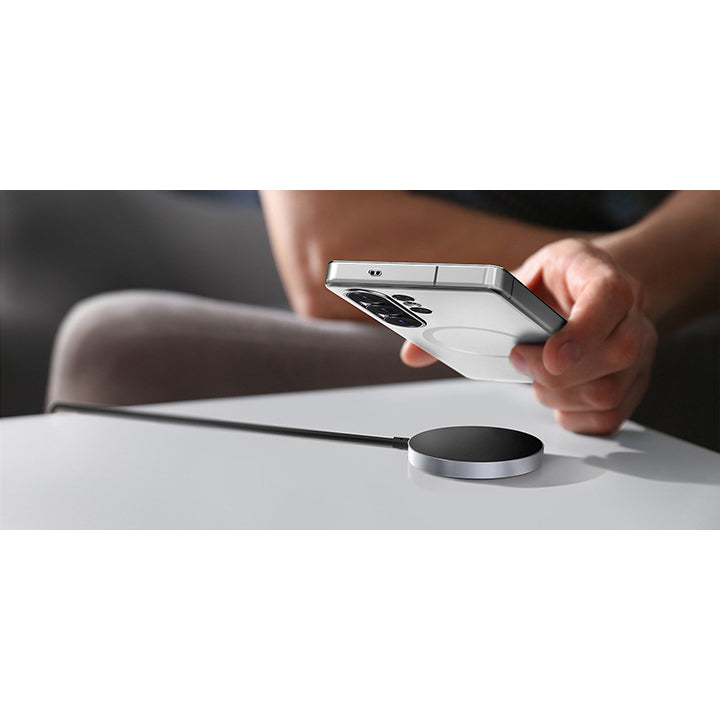 Induktionsladegerät Samsung Single Pad, 15W Qi2, kompatibel mit MagSafe, Universal, Schwarz-Silber