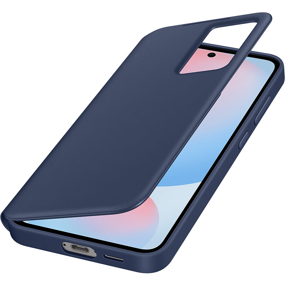 Handyhülle mit Klappe für Galaxy S24 FE, Samsung Smart View Wallet Case, Dunkelblau