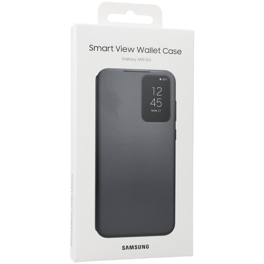 Schutzhülle mit Klappe für Galaxy A55 5G, Smart View Wallet Case, Schwarz
