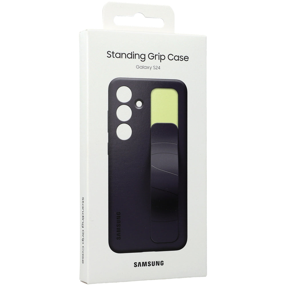 Schutzhülle für Galaxy S24, Samsung Silicone Standing Grip Case, Dunkelviolett
