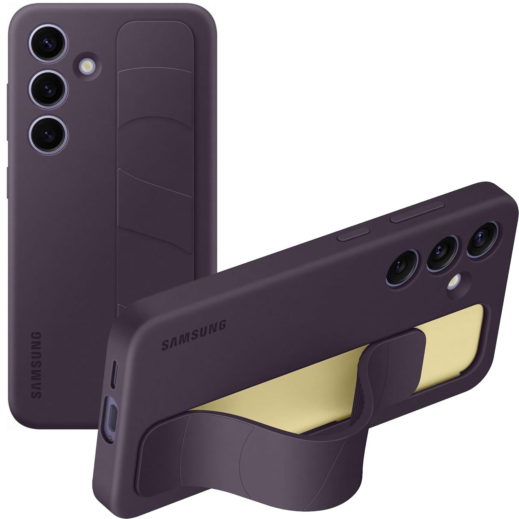 Schutzhülle für Galaxy S24, Samsung Silicone Standing Grip Case, Dunkelviolett