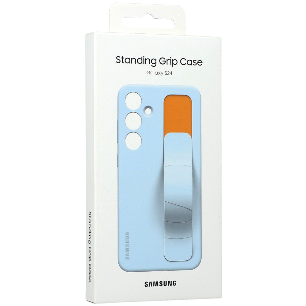 Schutzhülle für Galaxy S24, Samsung Silicone Standing Grip Case, Hellblau