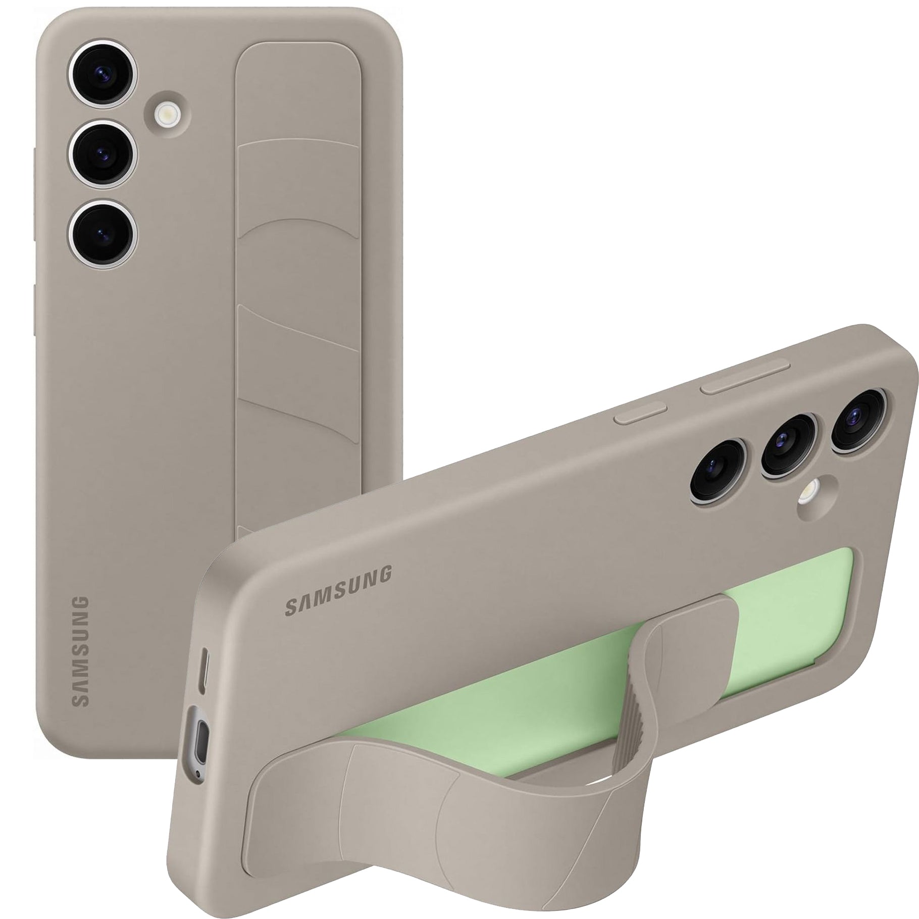 Schutzhülle für Galaxy S24 Plus, Samsung Silicone Standing Grip Case, Dunkelgrau