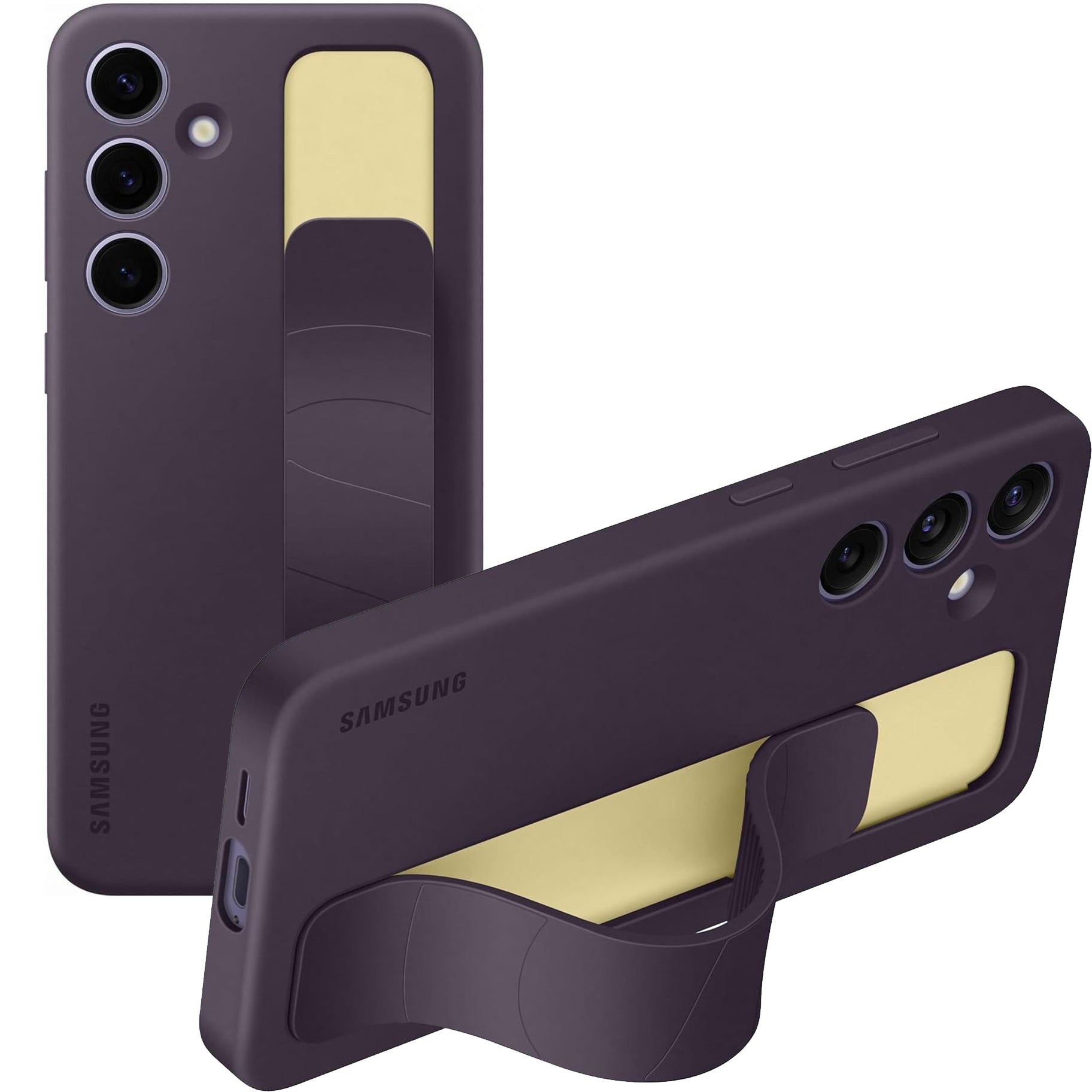 Schutzhülle für Galaxy S24 Plus, Samsung Silicone Standing Grip Case, Dunkelviolett