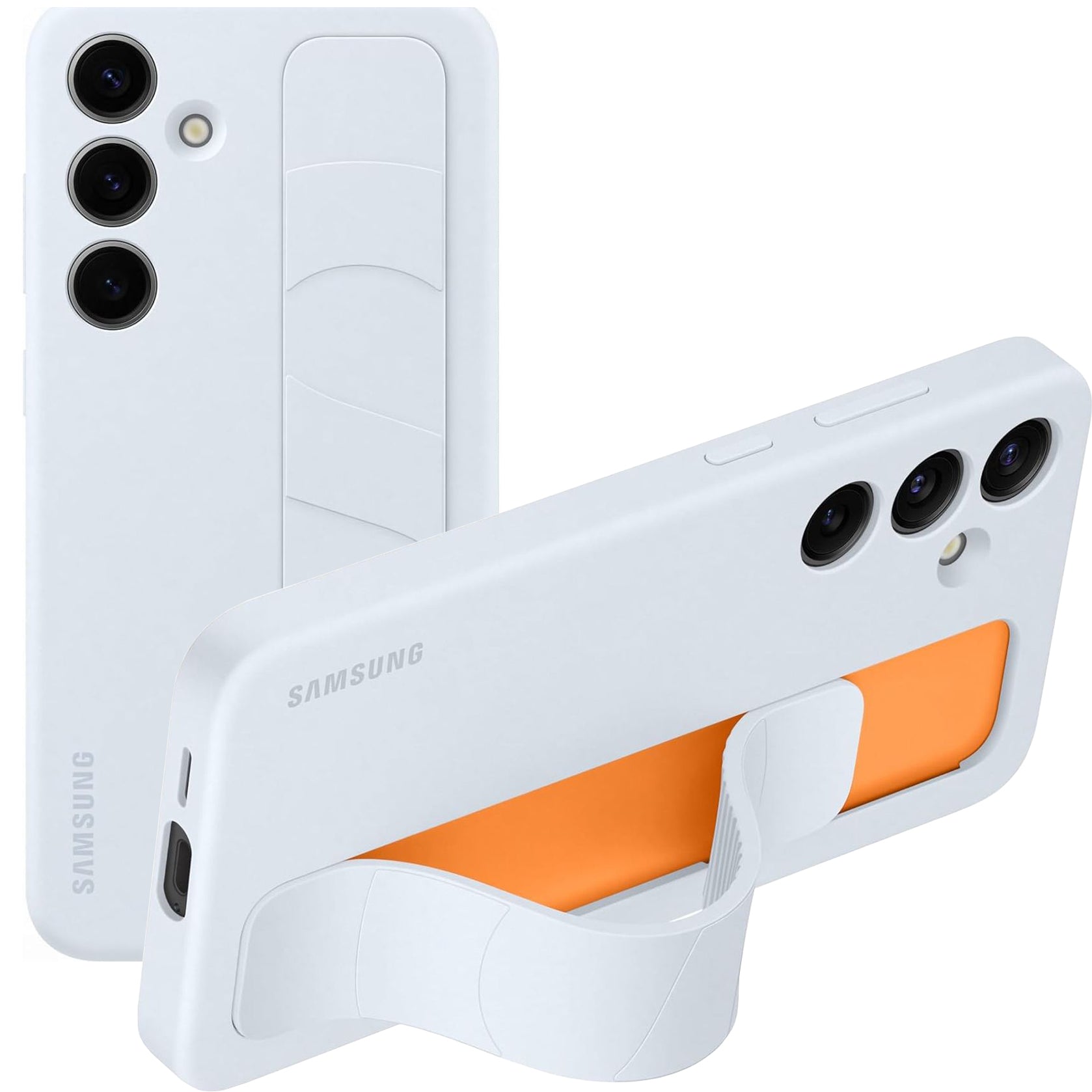 Schutzhülle für Galaxy S24 Plus, Samsung Silicone Standing Grip Case, Hellblau