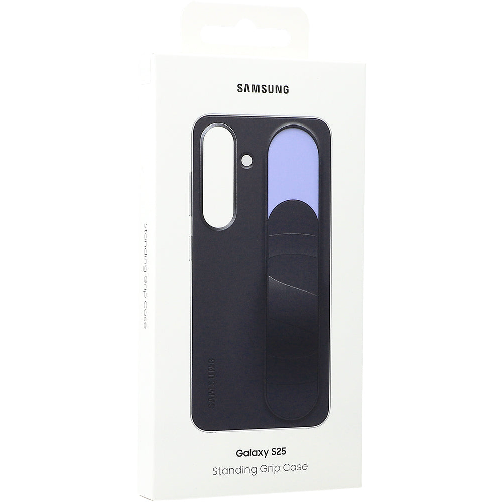 Handyhülle für Galaxy S25, Samsung Silicone Standing Grip Case, Schwarz