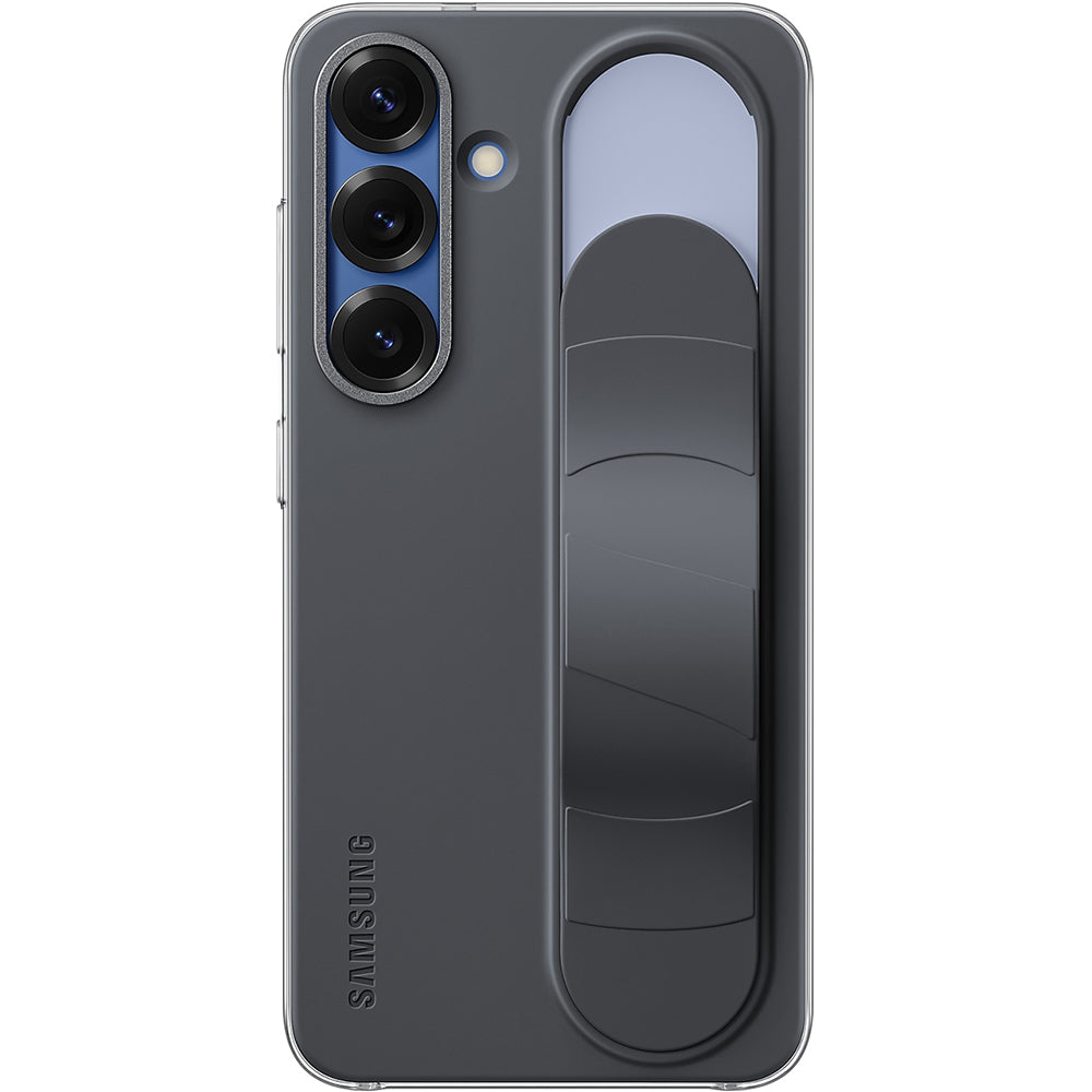 Handyhülle für Galaxy S25, Samsung Silicone Standing Grip Case, Schwarz