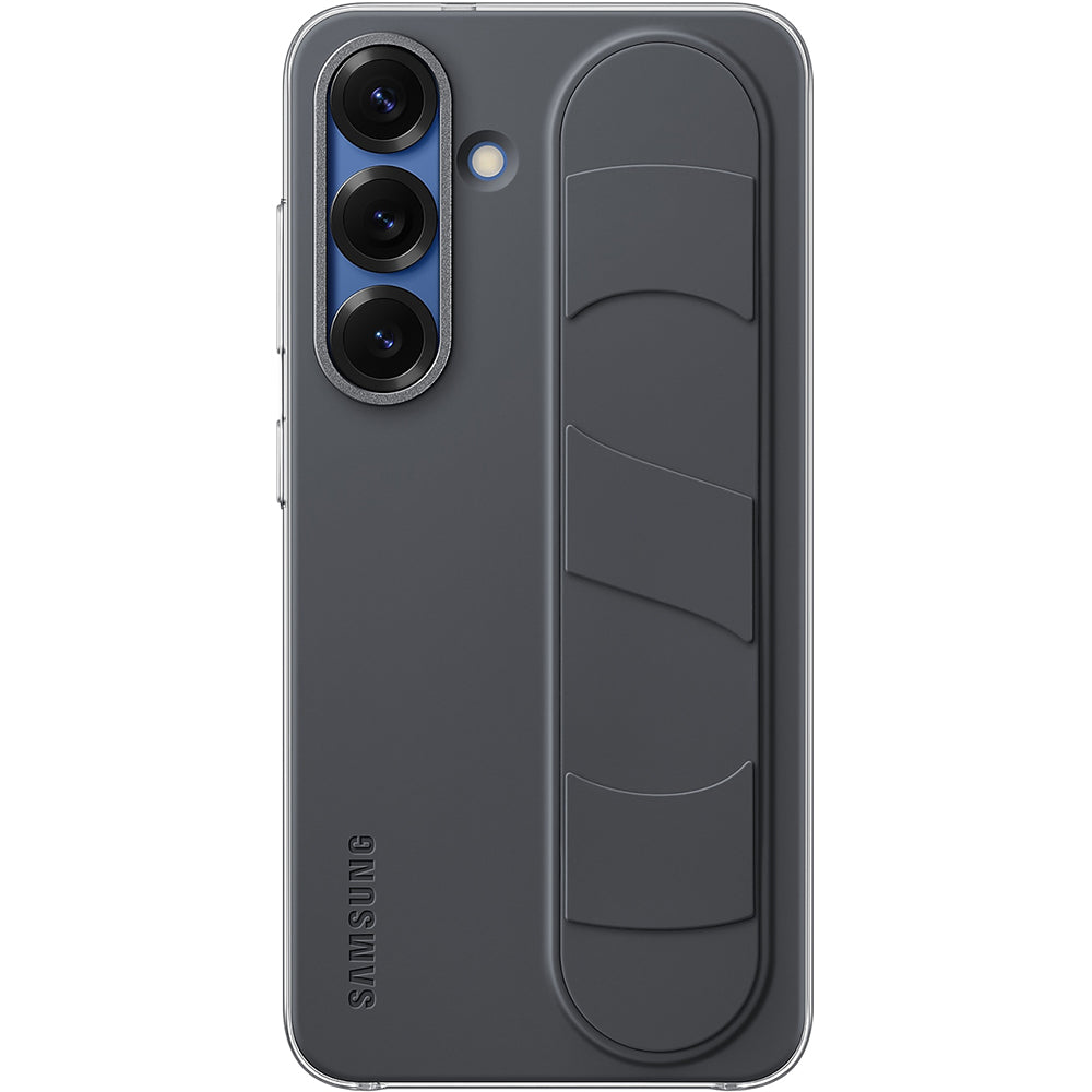 Handyhülle für Galaxy S25, Samsung Silicone Standing Grip Case, Schwarz