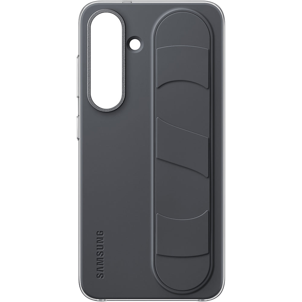 Handyhülle für Galaxy S25, Samsung Silicone Standing Grip Case, Schwarz