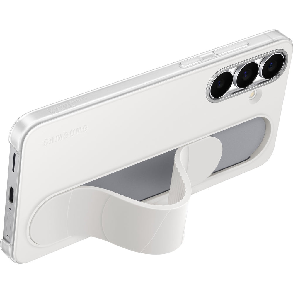 Handyhülle für Galaxy S25 FE, Samsung Silicone Standing Grip Case, Weiß