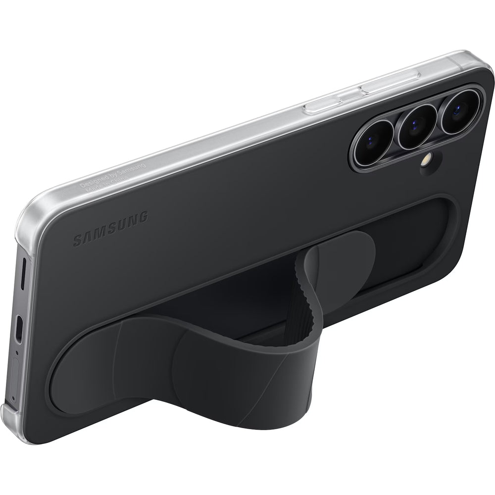 Handyhülle für Galaxy S25 FE, Samsung Silicone Standing Grip Case, Schwarz