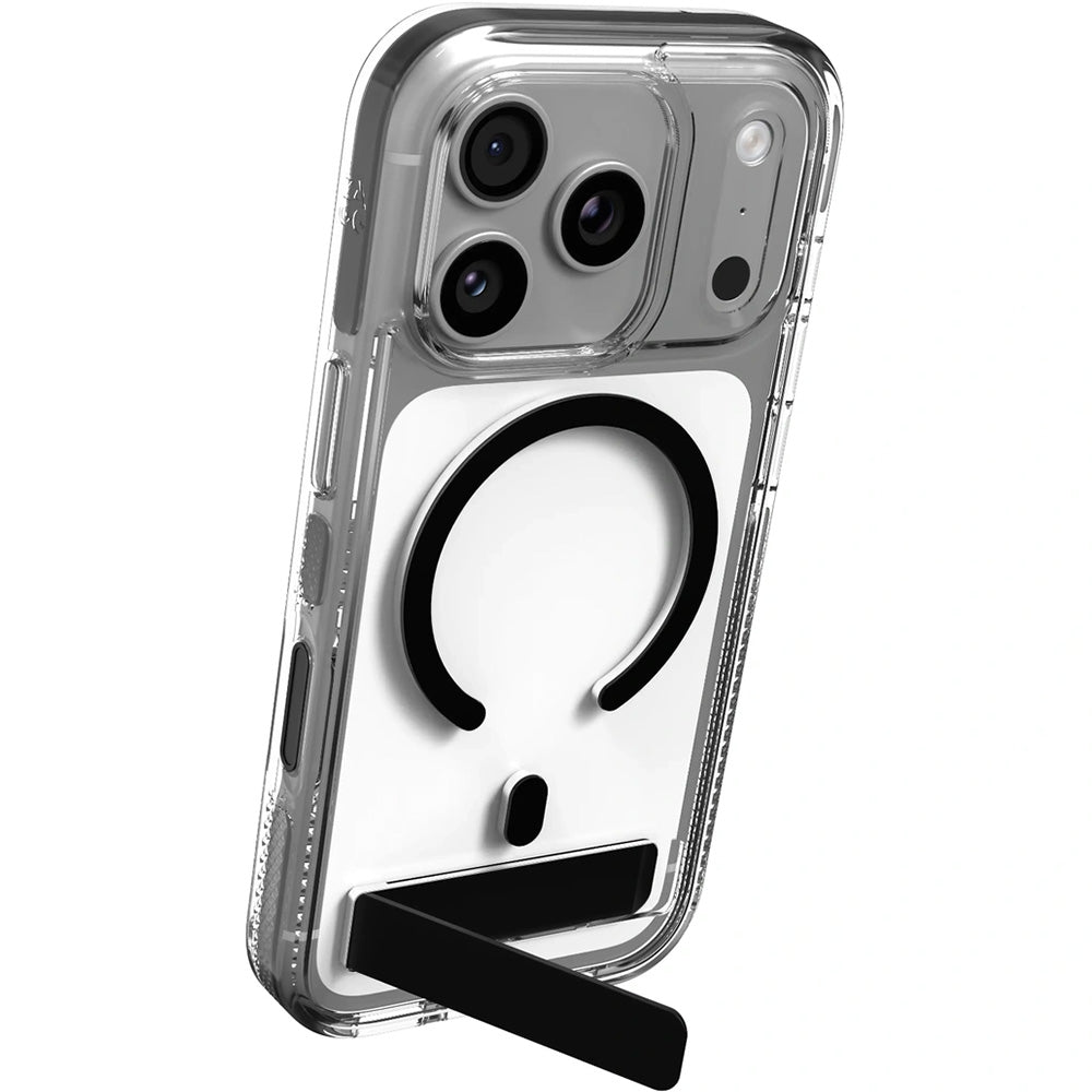 Handyhülle für iPhone 18 Pro Max / 17 Pro Max, ZAGG Santa Cruz Snap Kickstand mit MagSafe, Transparent-Schwarz (6/6)