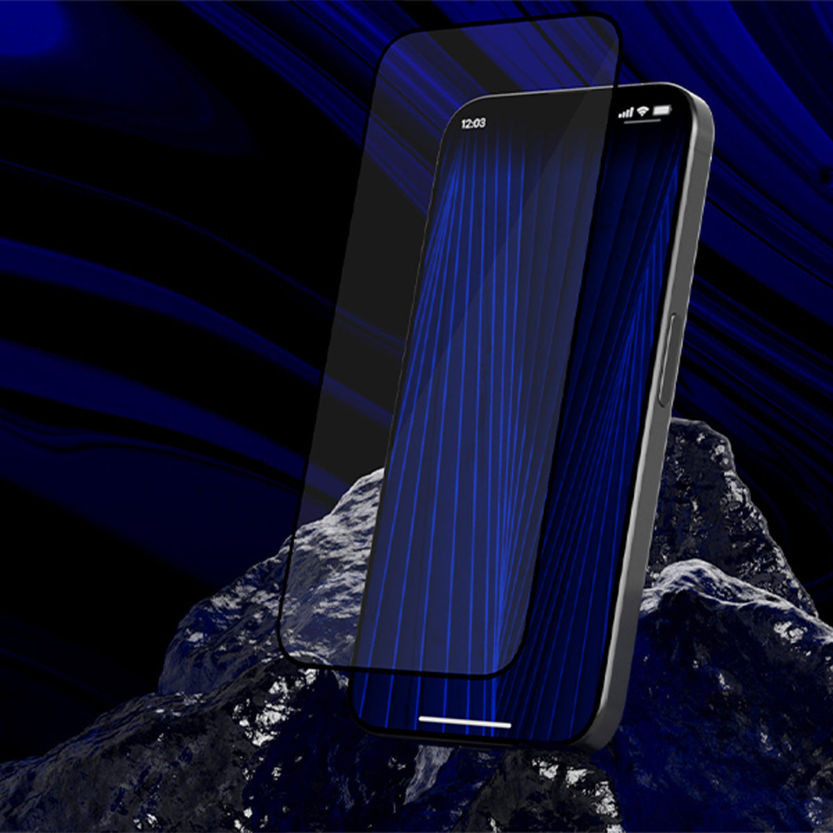 Saphirglas für iPhone 15 Pro Max, Hammer Glass Sapphire Superior, Schwarzer Rahmen