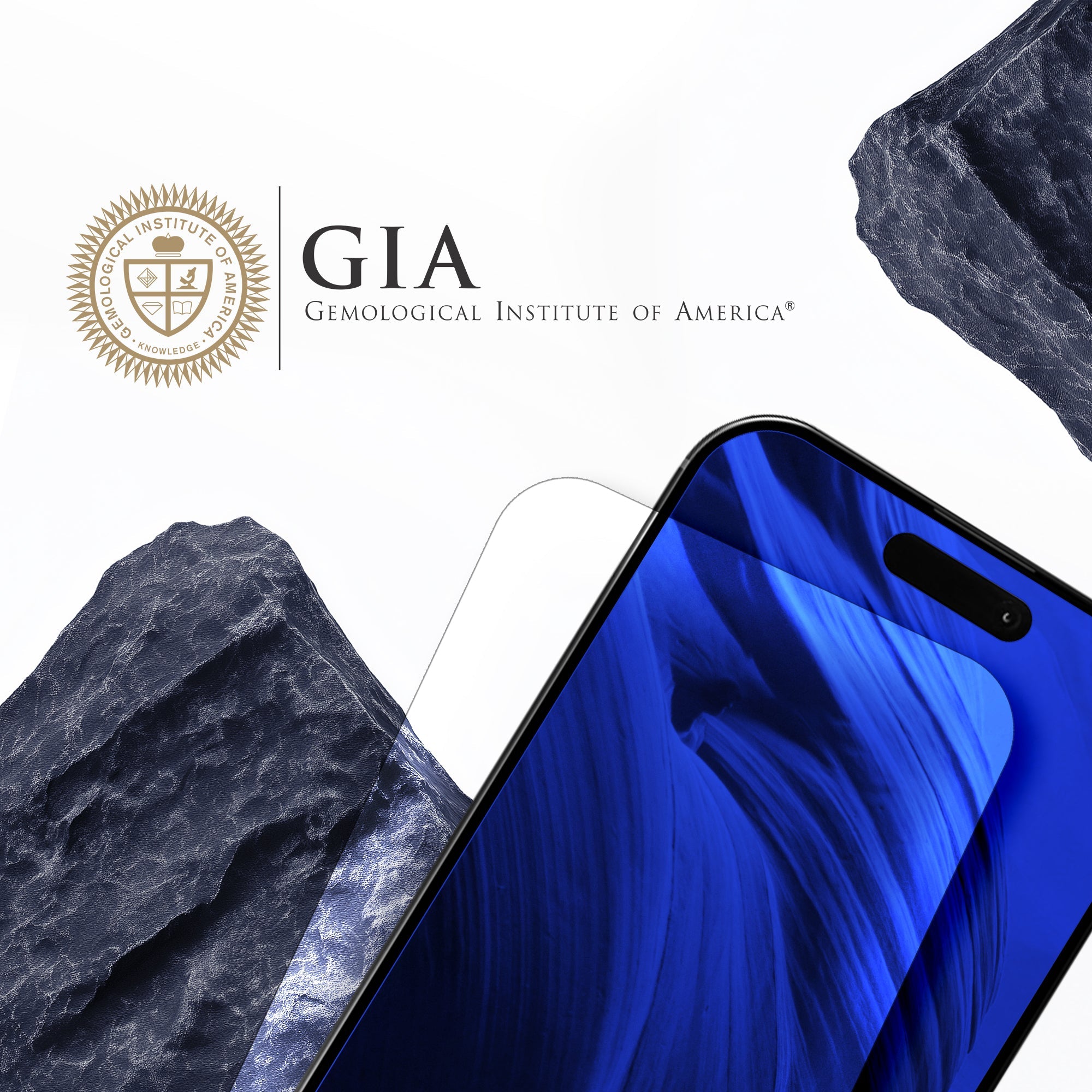 Saphirglas für iPhone 15 Pro Max, Hammer Glass Sapphire Superior, Schwarzer Rahmen