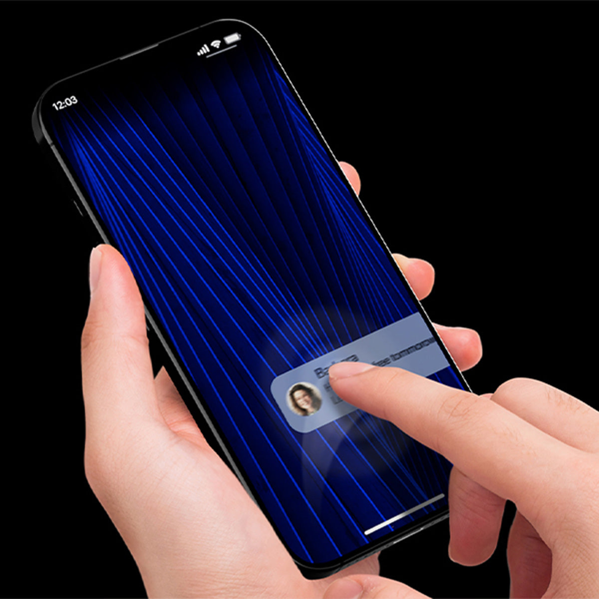 Saphirglas für iPhone 15 Pro Max, Hammer Glass Sapphire Superior, Schwarzer Rahmen