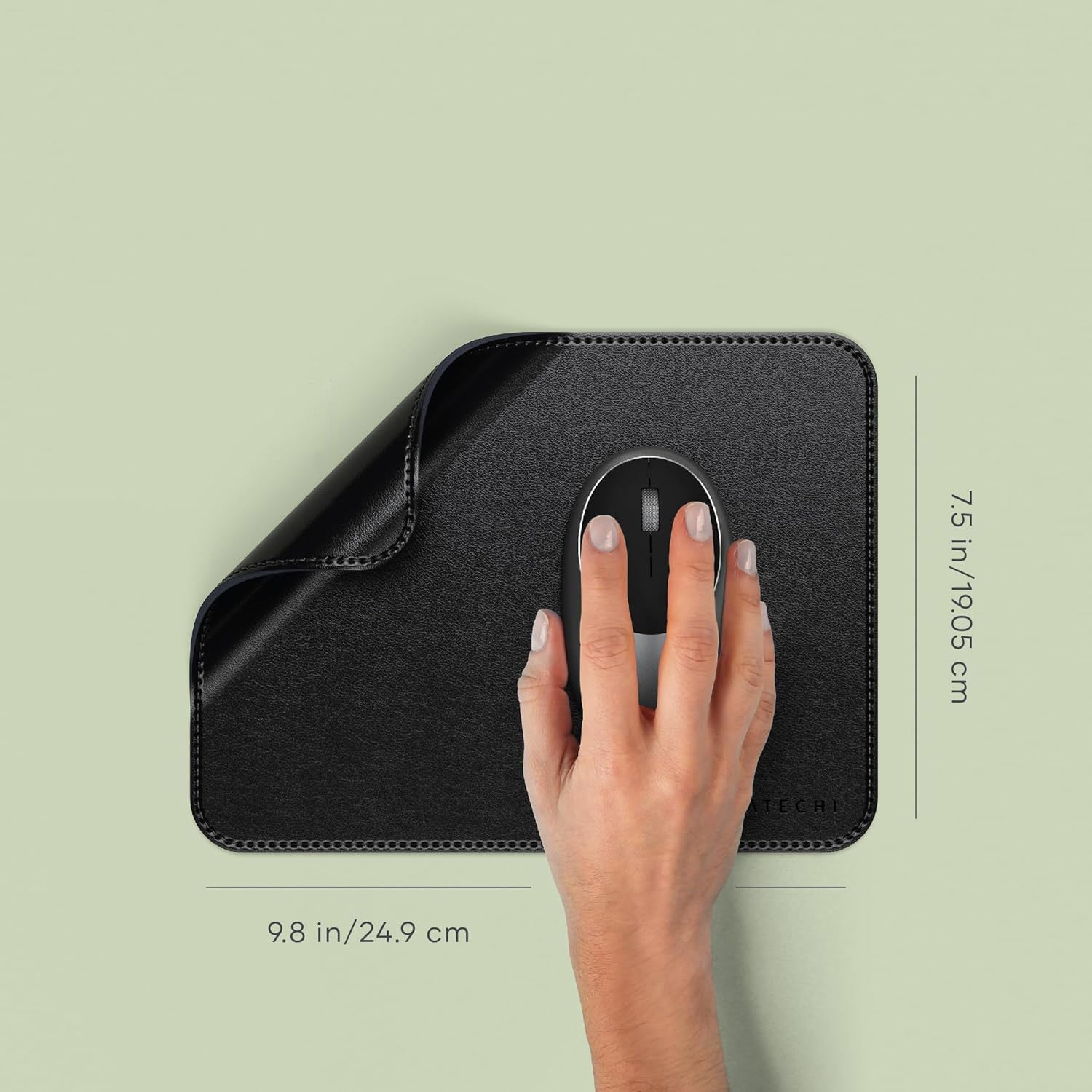 Mauspad aus veganem Leder für den Schreibtisch, Satechi Premium Mouse Pad, Schwarz