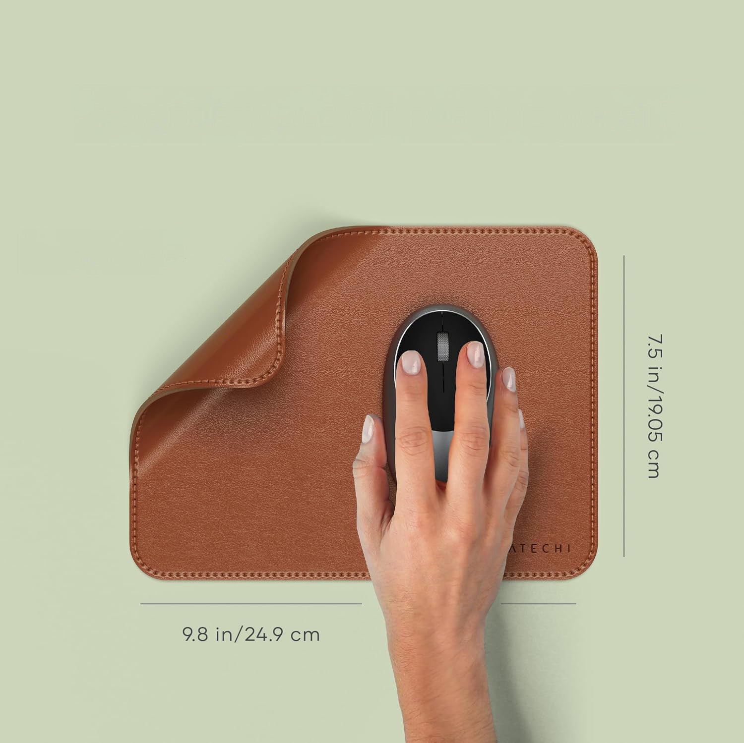 Mauspad aus veganem Leder für den Schreibtisch, Satechi Premium Mouse Pad, Braun