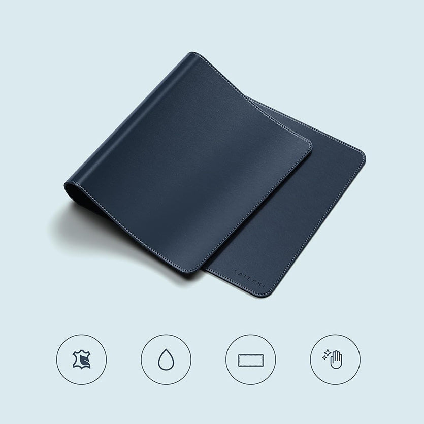 Schreibtischunterlage aus veganem Leder, Satechi Premium Desk Mat, Blau