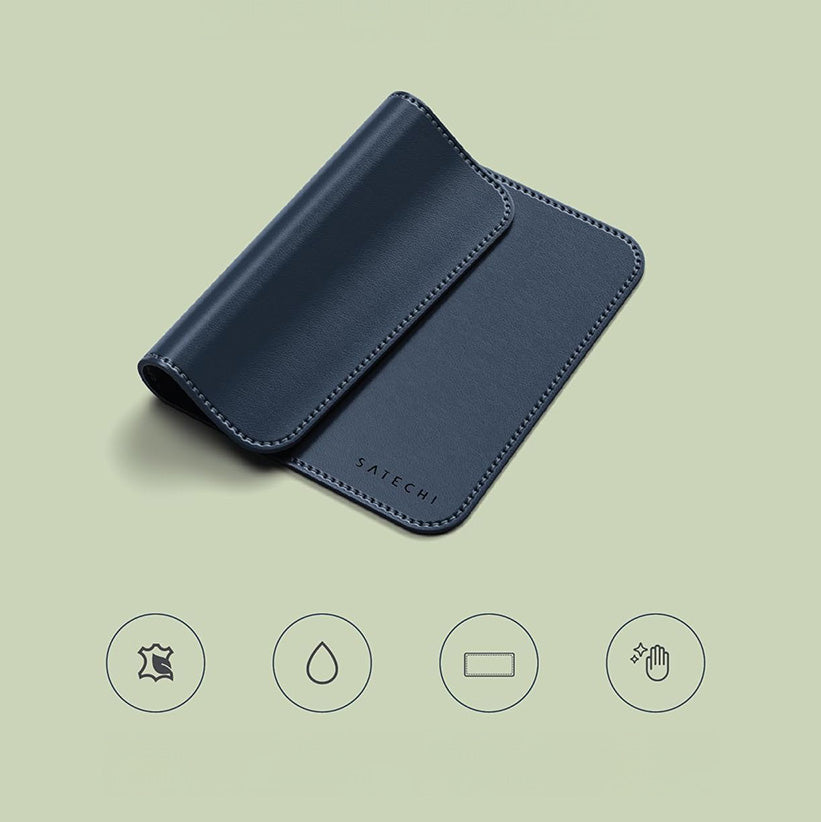 Mauspad aus veganem Leder für den Schreibtisch, Satechi Premium Mouse Pad, Blau