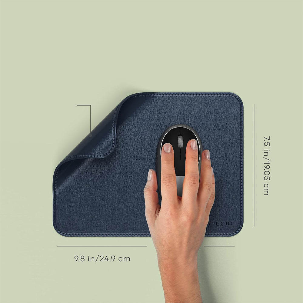Mauspad aus veganem Leder für den Schreibtisch, Satechi Premium Mouse Pad, Blau