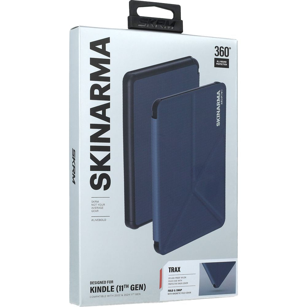 Hülle mit Klappe für Amazon Kindle 11, Skinarma Trax, Dunkelblau