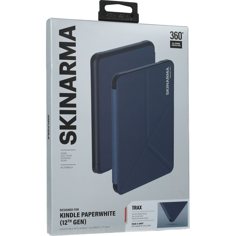 Hülle mit Klappe für Amazon Kindle Paperwhite 12, Skinarma Trax, Dunkelblau