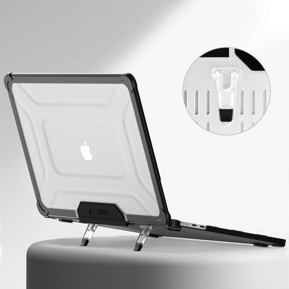 Schutzhülle für MacBook Air 13.6" M4 / M3 / M2 2025-2022, Tech-Protect SmartShell Pro, Transparent-Schwarz