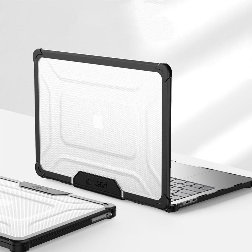 Schutzhülle für MacBook Air 13.6" M4 / M3 / M2 2025-2022, Tech-Protect SmartShell Pro, Transparent-Schwarz