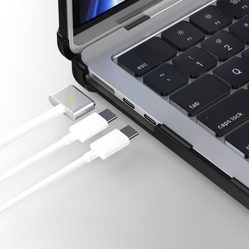 Schutzhülle für MacBook Air 13.6" M4 / M3 / M2 2025-2022, Tech-Protect SmartShell Pro, Transparent-Schwarz