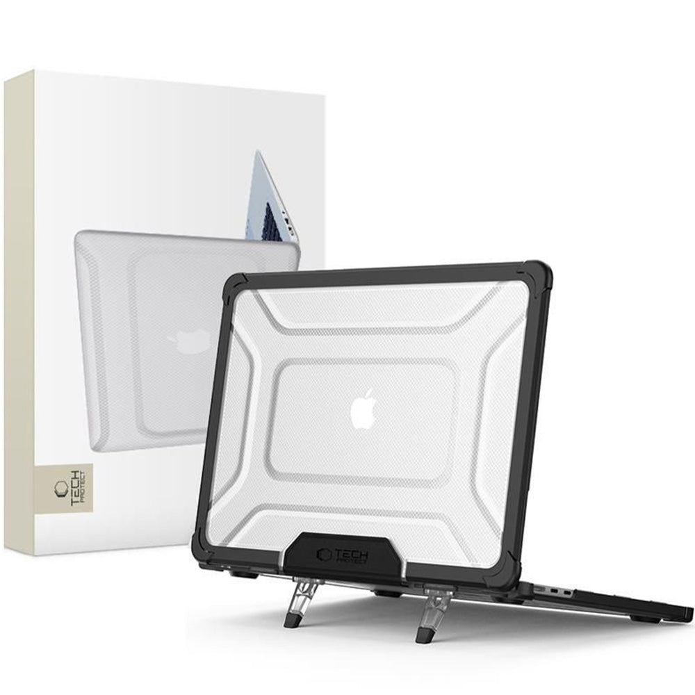 Schutzhülle für MacBook Air 13.6" M4 / M3 / M2 2025-2022, Tech-Protect SmartShell Pro, Transparent-Schwarz