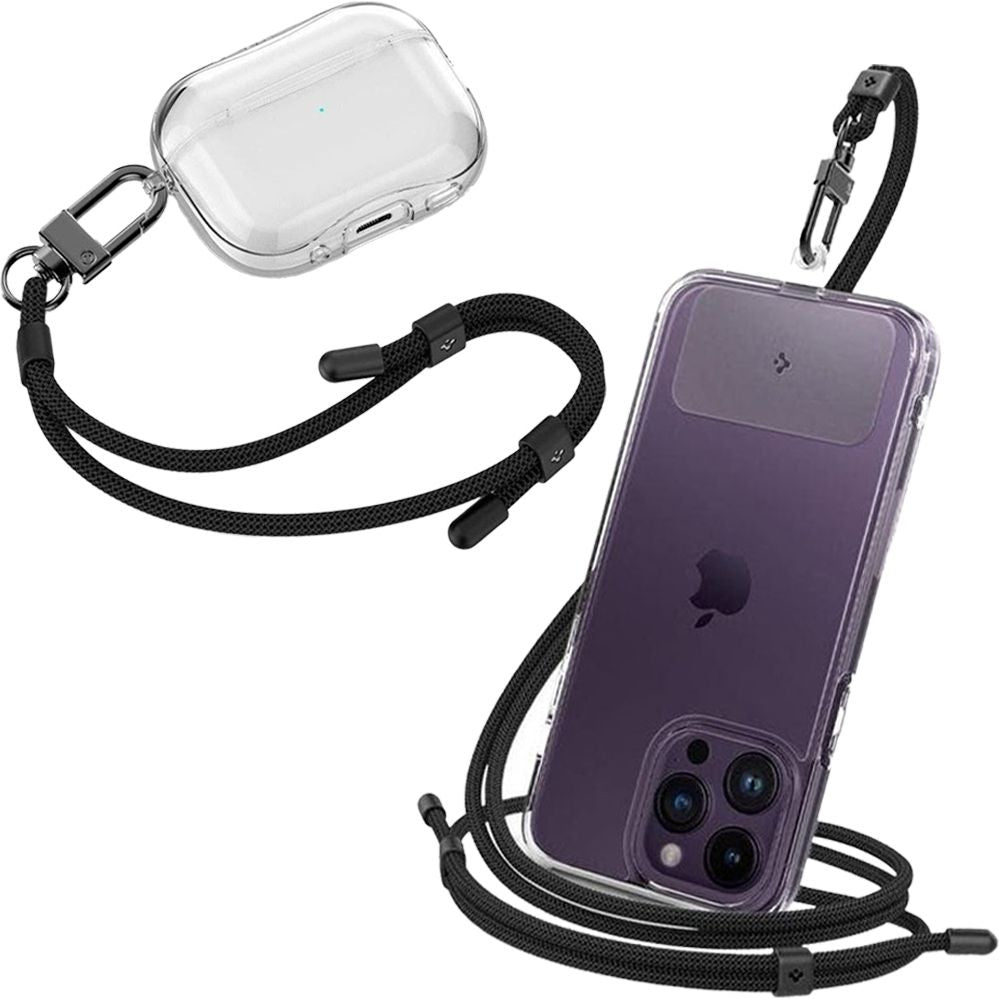 Handy-Schlüsselband, Spigen Crossbody Strap + Wrist Strap + ConTag, Schwarz