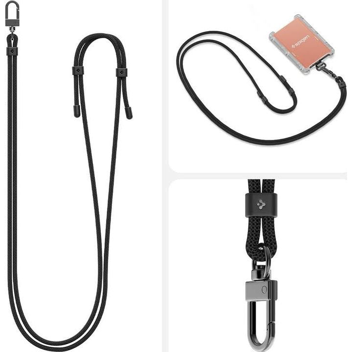Umhängeband für Schlüssel, Telefon, Spigen Crossbody Strap, Schwarz