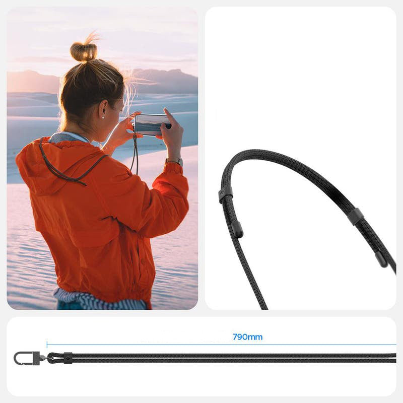 Umhängeband für Schlüssel, Telefon, Spigen Crossbody Strap, Schwarz