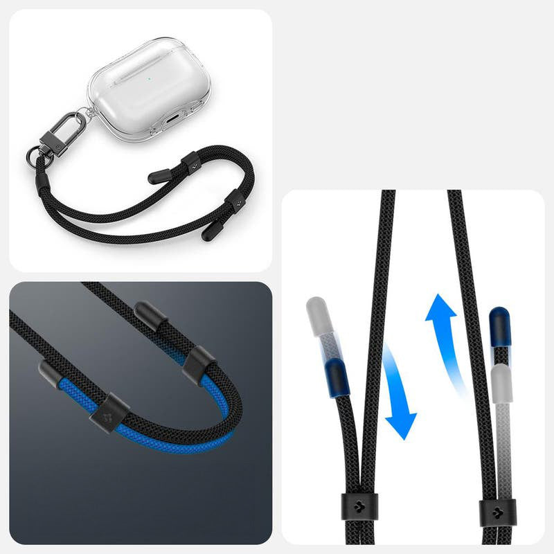 Schlüsselband für das Handgelenk, Spigen Wrist Strap + ConTag, Schwarz