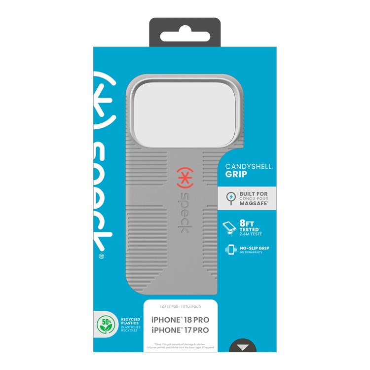 Handyhülle für iPhone 18 Pro / 17 Pro, Speck Candyshell Grip mit MagSafe, Grau (9/9)