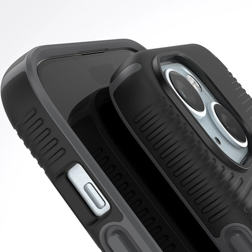 Handyhülle für iPhone 17e / 16e / 15 / 14 / 13, Speck Candyshell Grip mit MagSafe, Schwarz-Grau