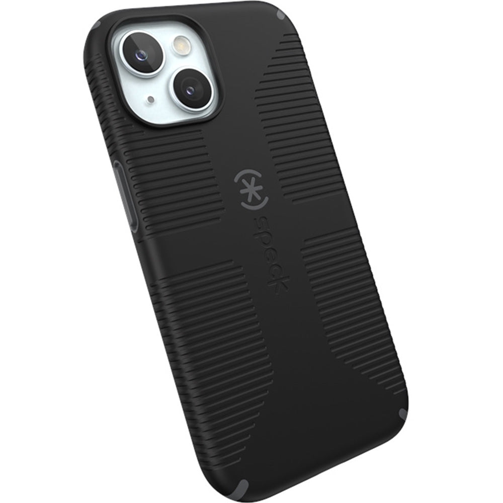 Handyhülle für iPhone 17e / 16e / 15 / 14 / 13, Speck Candyshell Grip mit MagSafe, Schwarz-Grau