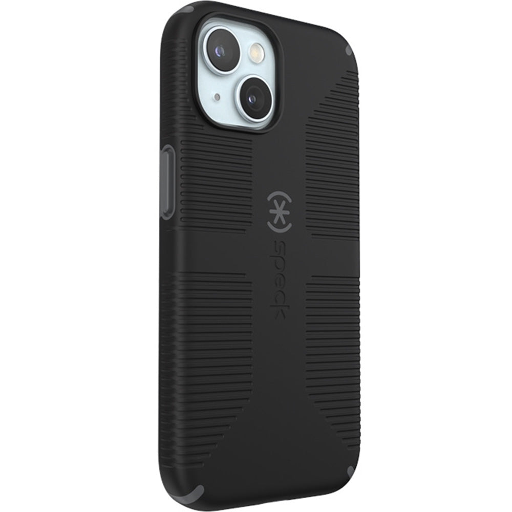 Handyhülle für iPhone 17e / 16e / 15 / 14 / 13, Speck Candyshell Grip mit MagSafe, Schwarz-Grau