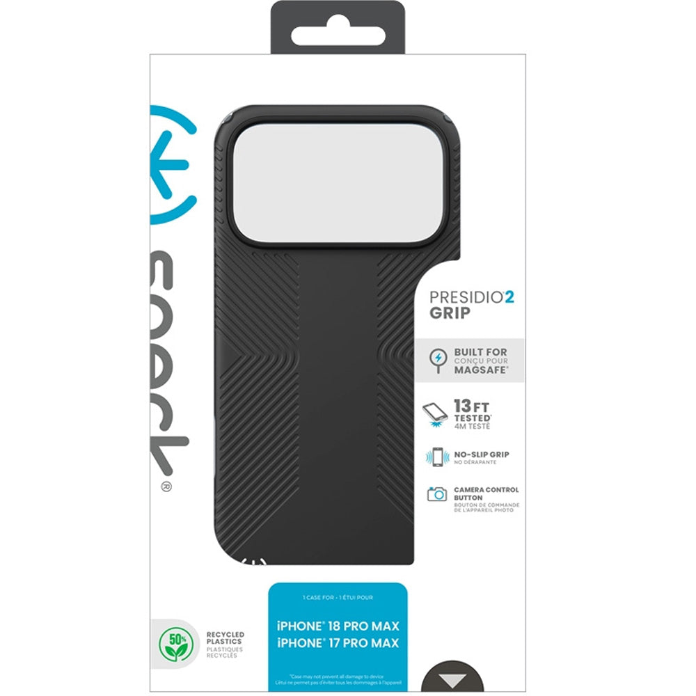 Handyhülle für iPhone 18 Pro Max / 17 Pro Max, Speck Presidio2 Grip mit MagSafe, Schwarz (10/10)
