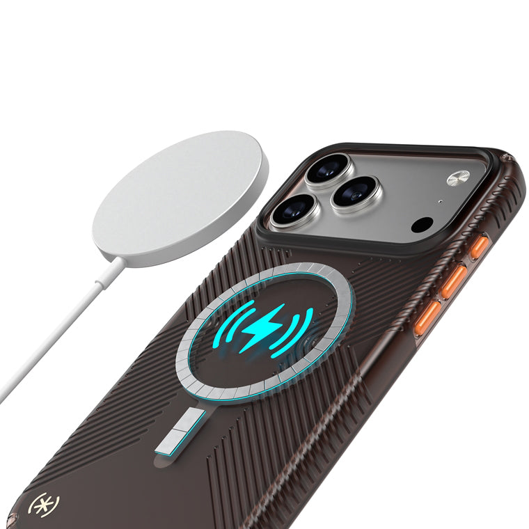 Handyhülle für iPhone 17 Pro Max, Speck Presidio Lux Grip MagSafe, Braun-orange