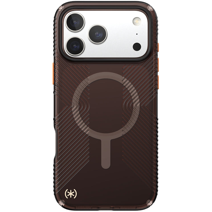 Handyhülle für iPhone 17 Pro Max, Speck Presidio Lux Grip MagSafe, Braun-orange