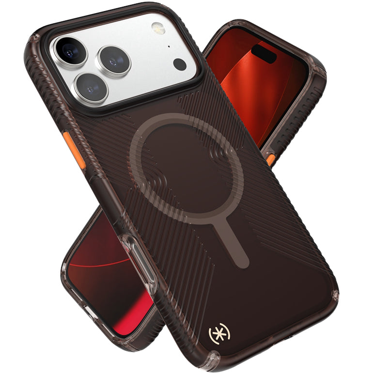 Handyhülle für iPhone 17 Pro Max, Speck Presidio Lux Grip MagSafe, Braun-orange