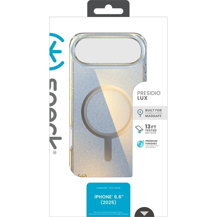 Handyhülle für iPhone Air, Speck Presidio Lux MagSafe, Blau mit Glitzer