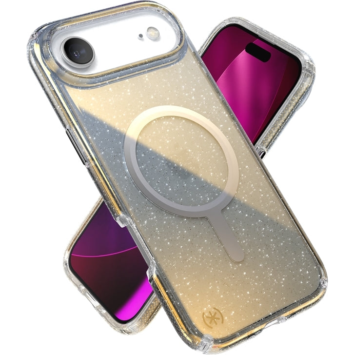 Handyhülle für iPhone Air, Speck Presidio Lux MagSafe, Blau mit Glitzer