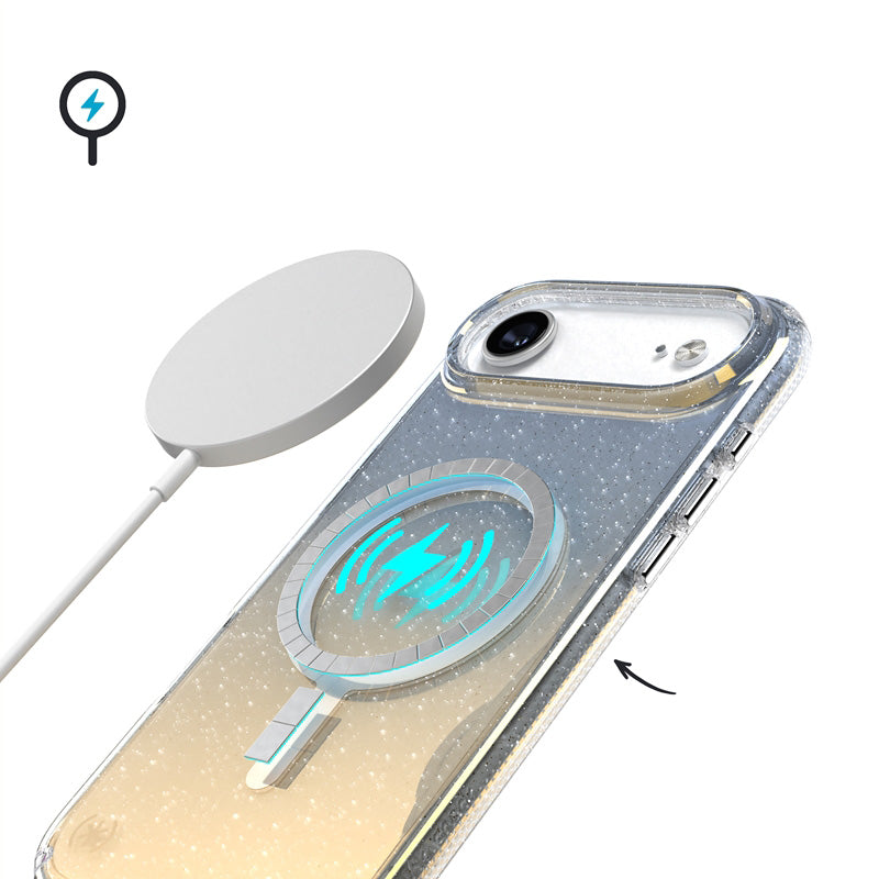 Handyhülle für iPhone Air, Speck Presidio Lux MagSafe, Blau mit Glitzer