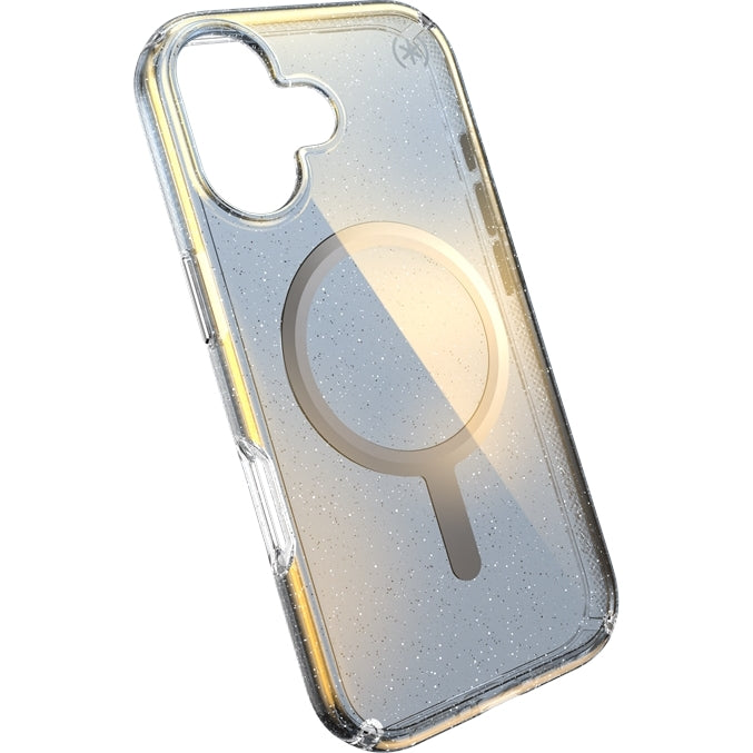 Handyhülle für iPhone 17, Speck Presidio Lux MagSafe, Blau mit Glitzer