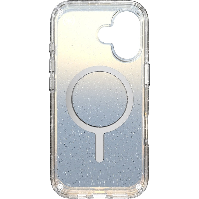 Handyhülle für iPhone 17, Speck Presidio Lux MagSafe, Blau mit Glitzer