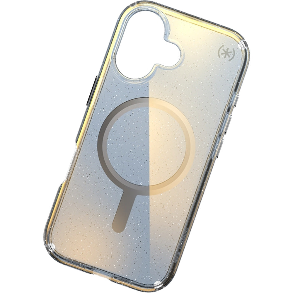 Handyhülle für iPhone 17, Speck Presidio Lux MagSafe, Blau mit Glitzer