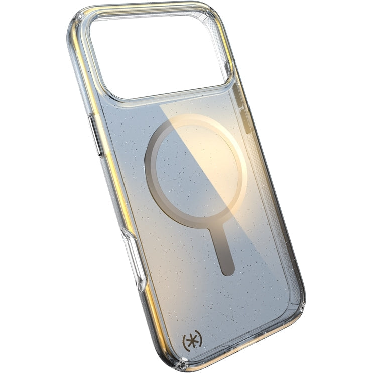 Handyhülle für iPhone 17 Pro Max, Speck Presidio Lux MagSafe, Blau mit Glitzer